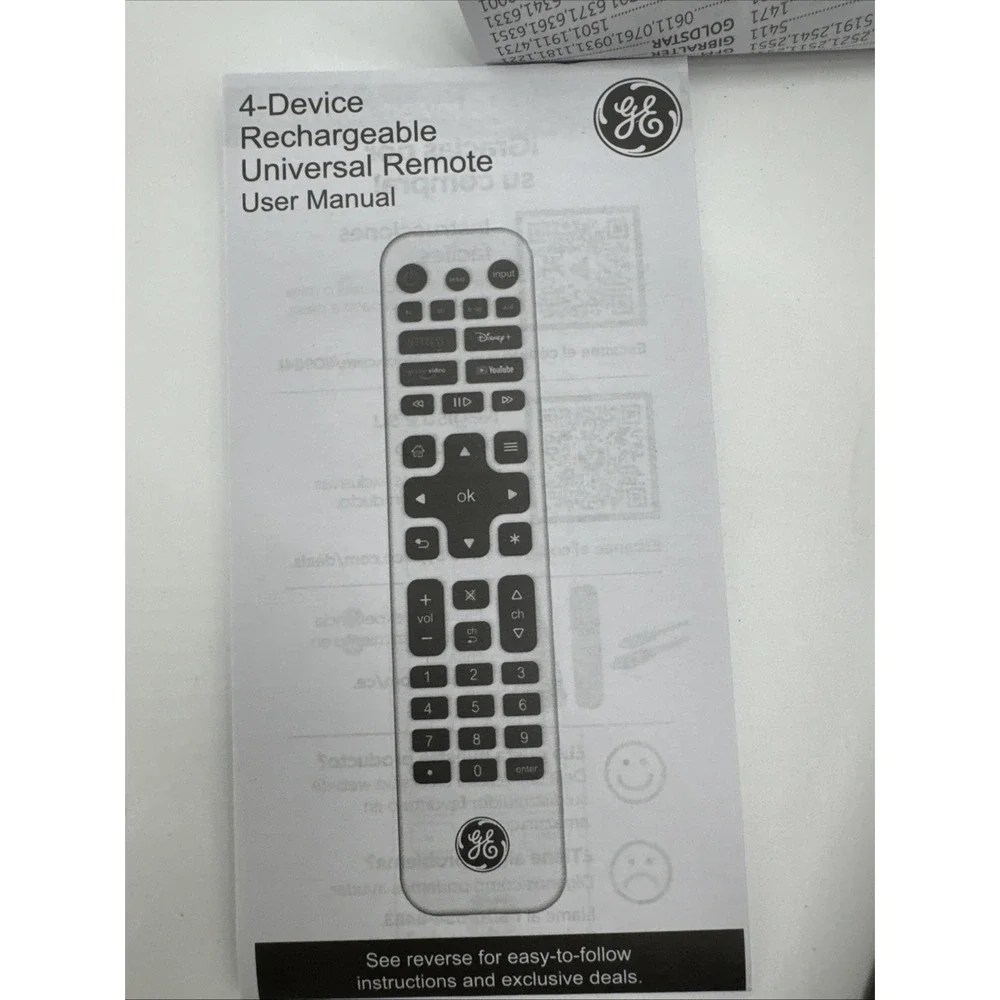 Original 80984 For GE 4 Device Backlit Rechargeable Universal Remote Control